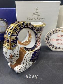 ROYAL CROWN DERBY Set Of MYTHICAL BEAST CANDLE HOLDERS(4) Boxed VGC