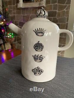 Rae Dunn Retired Artisan Collection Have A Royal Day Crown Teapot