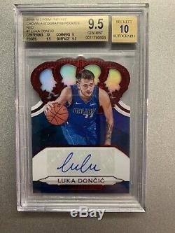 Rare! 2018 Crown Royale Luka Doncic Red Auto Rc #7 Bgs 9.5 Gem #/99 Mavs