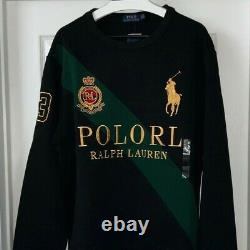 Rare Polo Ralph Lauren Big Pony Royal Crest Crown Green Gold Sweatshirt L Crizzy