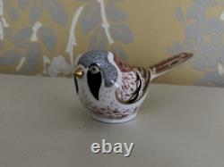 Rare Royal Crown Derby Bearded Tit Paperweight. Gold Stopper. Boxed. Pristine