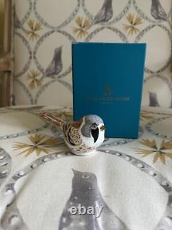 Rare Royal Crown Derby Bearded Tit Paperweight. Gold Stopper. Boxed. Pristine