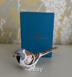 Rare Royal Crown Derby Bearded Tit Paperweight. Gold Stopper. Boxed. Pristine