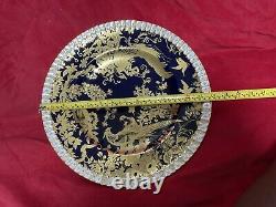 Rare Royal Crown Derby Heraldic Cobalt Blue Chop Board/ Round Platter