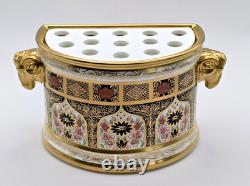 Rare Royal Crown Derby Old Imari 1128 SGB Gold Rams Head Bough Pot Vase MMX