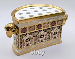 Rare Royal Crown Derby Old Imari 1128 SGB Gold Rams Head Bough Pot Vase MMX
