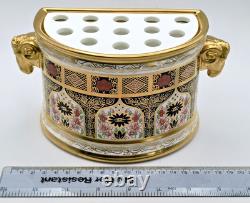 Rare Royal Crown Derby Old Imari 1128 SGB Gold Rams Head Bough Pot Vase MMX