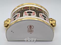 Rare Royal Crown Derby Old Imari 1128 SGB Gold Rams Head Bough Pot Vase MMX