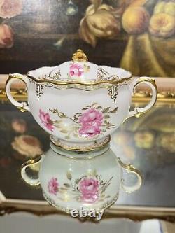 Rare Royal Crown Derby Pinxton Roses Sugar Pot -1st Quality