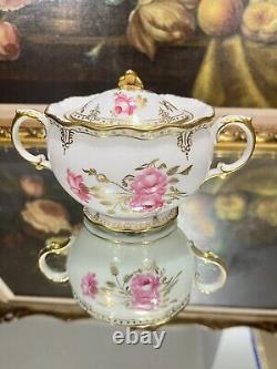 Rare Royal Crown Derby Pinxton Roses Sugar Pot -1st Quality