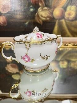 Rare Royal Crown Derby Pinxton Roses Sugar Pot -1st Quality