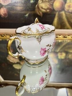 Rare Royal Crown Derby Pinxton Roses Sugar Pot -1st Quality