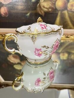 Rare Royal Crown Derby Pinxton Roses Sugar Pot -1st Quality