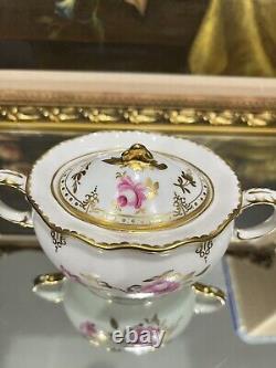 Rare Royal Crown Derby Pinxton Roses Sugar Pot -1st Quality