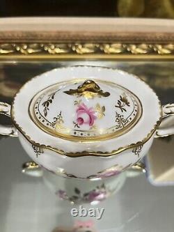 Rare Royal Crown Derby Pinxton Roses Sugar Pot -1st Quality