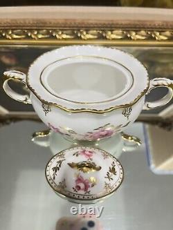 Rare Royal Crown Derby Pinxton Roses Sugar Pot -1st Quality