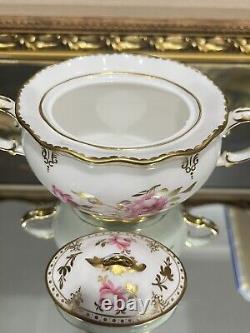 Rare Royal Crown Derby Pinxton Roses Sugar Pot -1st Quality