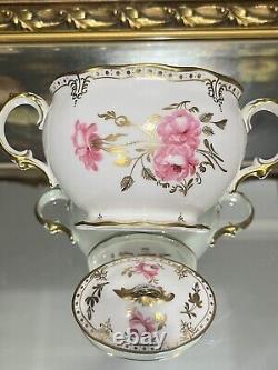 Rare Royal Crown Derby Pinxton Roses Sugar Pot -1st Quality