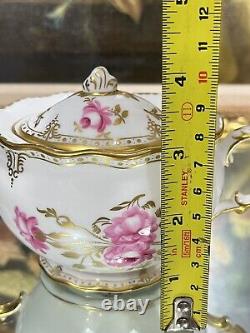 Rare Royal Crown Derby Pinxton Roses Sugar Pot -1st Quality