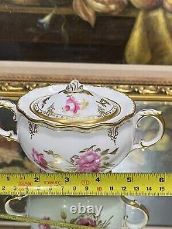 Rare Royal Crown Derby Pinxton Roses Sugar Pot -1st Quality