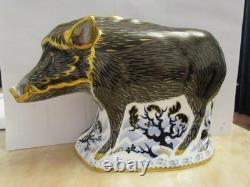 Rare Royal Crown Derbythe Wild Boar Large With Gold Stopper Excellent Cond