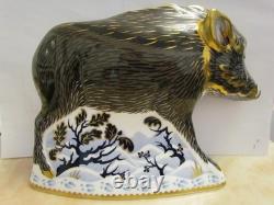 Rare Royal Crown Derbythe Wild Boar Large With Gold Stopper Excellent Cond