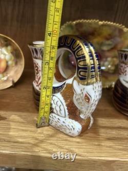 Rare set of Royal Crown Derby Imari Mythical Creatures candle holders