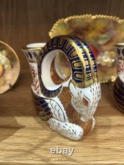 Rare set of Royal Crown Derby Imari Mythical Creatures candle holders
