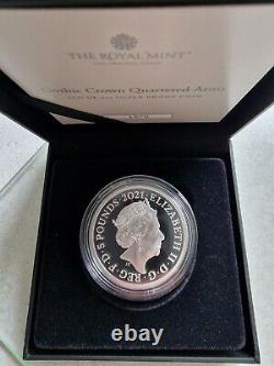 Reduced Brand New Silver Proof 2021 Royal Mint 2 Oz Gothic Crown Elizabeth II