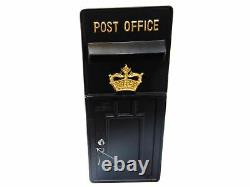 Replica GPO Wall Mounted Royal Mail Crown Emblem Post Box Or Letter Box Black