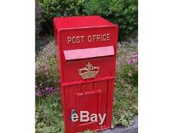 Replica GPO Wall Mounted Royal Mail Crown Emblem Post Box Or Letter Box Red