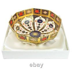 Royal Crown Derby 1128 Old Imari 8 Gold Octagonal Bowl Gift Boxed