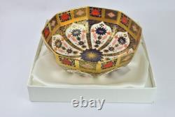 Royal Crown Derby 1128 Old Imari 8 Gold Octagonal Bowl Gift Boxed
