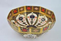 Royal Crown Derby 1128 Old Imari 8 Gold Octagonal Bowl Gift Boxed