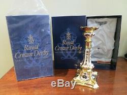 Royal Crown Derby 1128 Old Imari Solid Gold Band Candlesticks