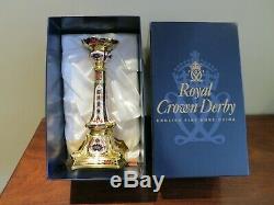 Royal Crown Derby 1128 Old Imari Solid Gold Band Candlesticks
