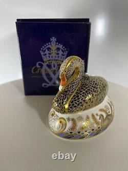 Royal Crown Derby 1st Quality Black Swan Paperweight