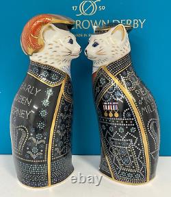 Royal Crown Derby 1st Quality London Pearly King & Queen Cat Paperweight