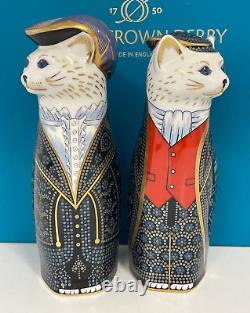 Royal Crown Derby 1st Quality London Pearly King & Queen Cat Paperweight