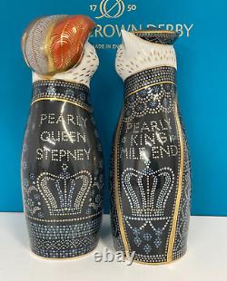 Royal Crown Derby 1st Quality London Pearly King & Queen Cat Paperweight