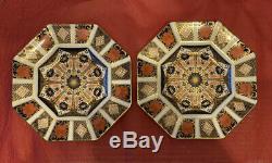 Royal Crown Derby 1st Quality Old Imari 1128 Octagonal Pair or Plates 22cm