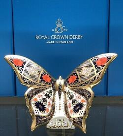 Royal Crown Derby 1st Quality Old Imari Solid Gold Band Butterfly Pair
