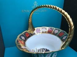 Royal Crown Derby 1st Quality Old Imari Solid Gold Band Fruit Basket