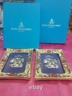 Royal Crown Derby 1st Quality Old Imari Solid Gold Band Picture Frame Large Pair