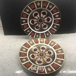 Royal Crown Derby 1st Quality Pair Of Old Imari 1128 27 Cm Dinner Plates 1975