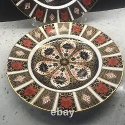 Royal Crown Derby 1st Quality Pair Of Old Imari 1128 27 Cm Dinner Plates 1975