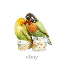 Royal Crown Derby 1st Quality Pair of Lovebird Paperweights
