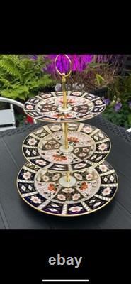 Royal Crown Derby 2451 Traditional Imari Three Tier Cake Stand
