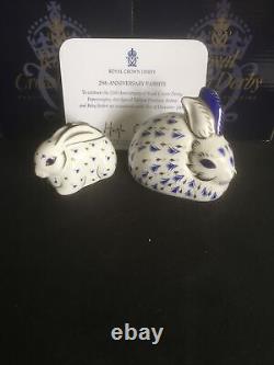 Royal Crown Derby 25th Anniversary Rabbits. Reduced