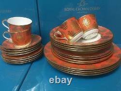 Royal Crown Derby 2nd Quality Bristol Belle Orange 24 Piece Dinner Service